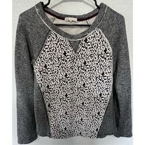 Jolt Distressed Long Sleeve Crewneck With Cheetah Print On Front